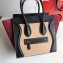 Celine Micro Luggage Bag in Original Black/Drummed Beige/Suede Dark Red