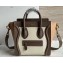 Celine Nano Luggage Bag in Original Smooth Calfskin Etoupe/White/Apricot with Removable Shoulder Strap