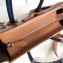 Celine Nano Luggage Bag in Original Smooth Calfskin Khaki/White/Royal Blue with Removable Shoulder Strap