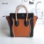 Celine Nano Luggage Bag in Original Smooth Calfskin Black/Caramel/Apricot with Removable Shoulder Strap