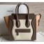 Celine Micro Luggage Bag in Original Smooth Calfskin Etoupe/White/Apricot
