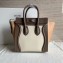 Celine Micro Luggage Bag in Original Smooth Calfskin Etoupe/White/Apricot