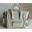 Celine Nano Luggage Bag in Original Drummed Calfskin White with Removable Shoulder Strap
