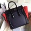 Celine Micro Luggage Bag in Original Black/Drummed Navy Blue/Crinkled Red