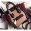 Celine Nano Luggage Bag in Original Smooth Calfskin Burgundy/Beige/Suede Red with Removable Shoulder Strap