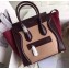 Celine Micro Luggage Bag in Original Smooth Calfskin Burgundy/Beige/Suede Red