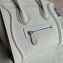 Celine Nano Luggage Bag in Original Drummed Calfskin White with Removable Shoulder Strap