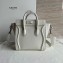 Celine Nano Luggage Bag in Original Drummed Calfskin White with Removable Shoulder Strap
