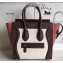 Celine Mini Luggage Bag in Original Leather Burgundy/Drummed White/Crinkled Brick Red