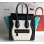 Celine Micro Luggage Bag in Original Black/Drummed White/Suede Turquoise
