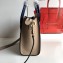 Celine Nano Luggage Bag in Original Drummed Calfskin Beige/Blue with Removable Shoulder Strap