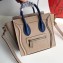 Celine Nano Luggage Bag in Original Drummed Calfskin Beige/Blue with Removable Shoulder Strap