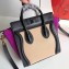 Celine Nano Luggage Bag in Original Black/Drummed Beige/Suede Light Purple with Removable Shoulder Strap