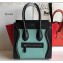 Celine Micro Luggage Bag in Original Black/Drummed Light Green/Suede Red