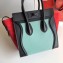 Celine Micro Luggage Bag in Original Black/Drummed Light Green/Suede Red