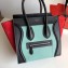 Celine Micro Luggage Bag in Original Black/Drummed Light Green/Suede Red