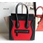 Celine Micro Luggage Bag in Original Black/Drummed Red/Suede Beige