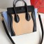 Celine Nano Luggage Bag in Original Black/Drummed Beige/Suede Sky Blue with Removable Shoulder Strap