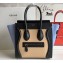 Celine Micro Luggage Bag in Original Black/Drummed Beige/Suede Sky Blue