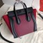 Celine Nano Luggage Bag in Original Black/Drummed Burgundy/Suede Red with Removable Shoulder Strap