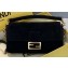 Fendi Suede Leather Medium Baguette Bag Black 2019