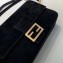 Fendi Suede Leather Medium Baguette Bag Black 2019