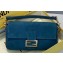 Fendi Suede Leather Medium Baguette Bag Blue 2019