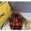Fendi Roma Amor Fabric FF Motif Mon Tresor Mini Bucket Bag Brown/Red 2019