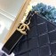 Chanel Aged Calfskin Gabrielle Pouch Clutch Small Bag A84287 Navy Blue