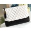 Chanel Aged Calfskin Gabrielle Pouch Clutch Small Bag A84287 White