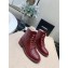 Chanel Calfskin Lace-Ups Ankle Boots Burgundy 2019