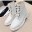 Chanel Calfskin Lace-Ups Ankle Boots White 2019