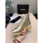 Chanel Calfskin Lace-Ups Ankle Boots Metallic Gold 2019