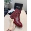 Chanel Calfskin Lace-Ups Ankle Boots Burgundy 2019