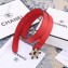 Chanel Width 3cm Crystal and Pearl Flower Buckle Leather Belt Red