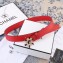 Chanel Width 3cm Crystal and Pearl Flower Buckle Leather Belt Red