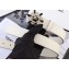 Chanel Width 3cm Crystal and Pearl Flower Buckle Leather Belt White