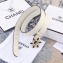 Chanel Width 3cm Crystal and Pearl Flower Buckle Leather Belt White