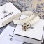 Chanel Width 3cm Crystal and Pearl Flower Buckle Leather Belt White