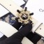 Chanel Width 3cm Crystal and Pearl Flower Buckle Leather Belt White