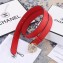 Chanel Width 3cm Crystal Square Buckle Leather Belt Red