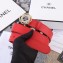 Chanel Width 3cm Crystal Square Buckle Leather Belt Red
