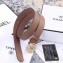 Chanel Width 3cm Crystal Square Buckle Leather Belt Nude