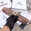Chanel Width 3cm Crystal Square Buckle Leather Belt Nude