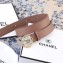 Chanel Width 3cm Crystal Square Buckle Leather Belt Nude