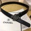 Chanel Width 3cm Chain CC Logo Buckle Leather Belt Black/Silver
