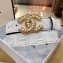 Chanel Width 3cm Pearl CC Logo Buckle Quilting Leather Belt