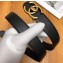 Chanel Width 3cm Logo Buckle Leather Belt Black
