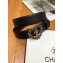 Chanel Width 3cm Chain Heart CC Logo Buckle Leather Belt Black