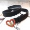 Chanel Width 3cm Chain Heart CC Logo Buckle Leather Belt Black/Red